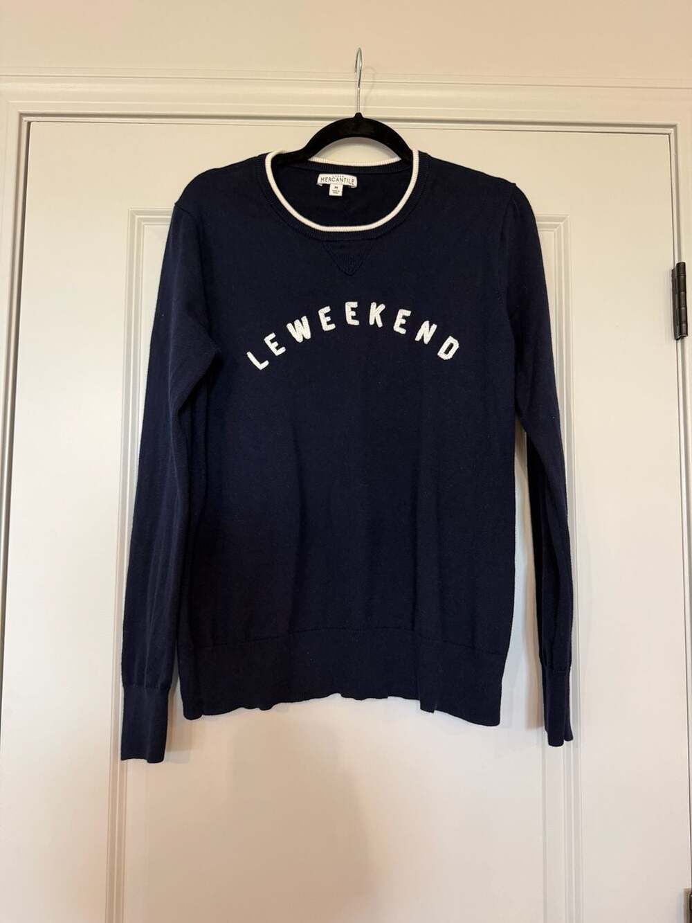 J.Crew Mercantile Le Weekend Navy Blue Cotton Crewneck Sweater Size M